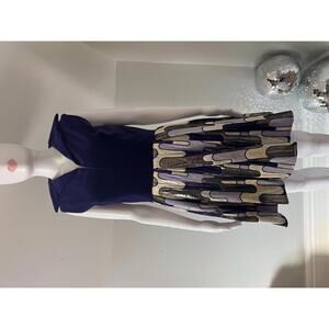 Vintage 1960s Swiss Purple Velvet Dress Metallic Pleated Skirt Mod Dress